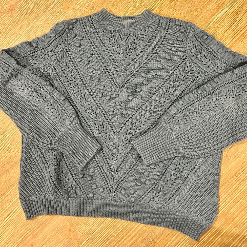 Sezane Blue Bobble Sweater